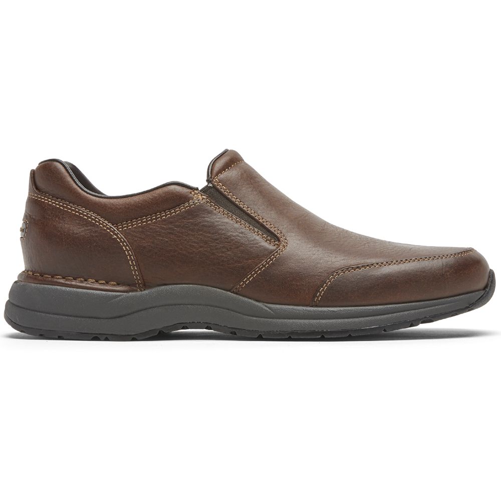 Rockport Men's Edge Hill 2 Double Gore Slip-On Walking Shoes - Light Brown - USA (5914HKJVG)